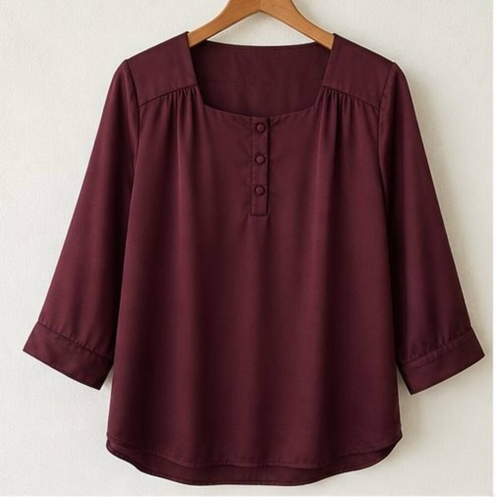 Burgundy Tie Neck Blouse